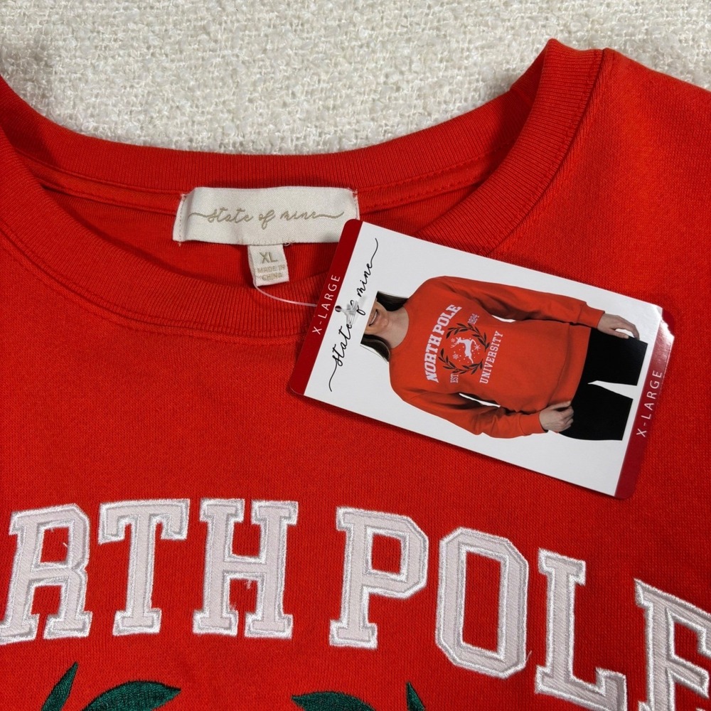 state of mine northpole university red sweater sweatshirt NWT santa holiday - Picture 3 of 7